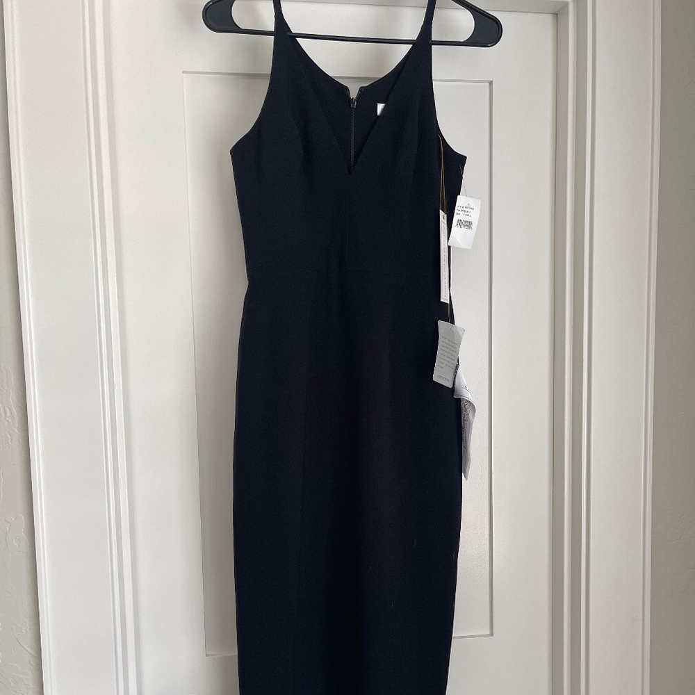 NWT Dress the Population Lyla Crepe Plunging v-neck Sleeveless Dress